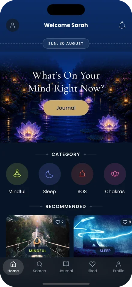 Mindful You Meditations guided meditation app, screen 1